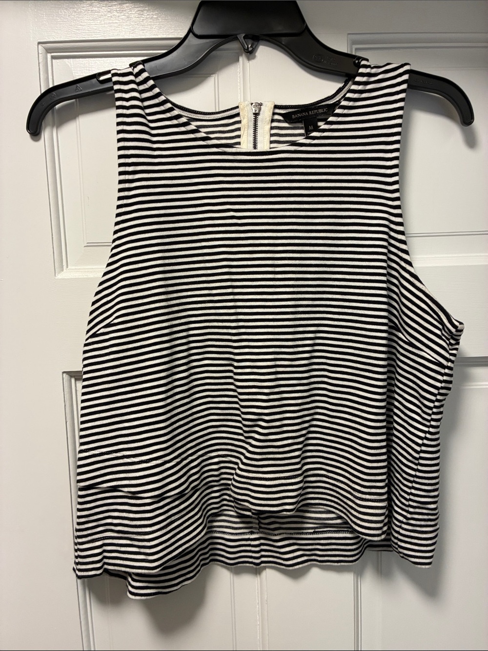 Banana Republic Black & White Striped Sleeveless Tank
